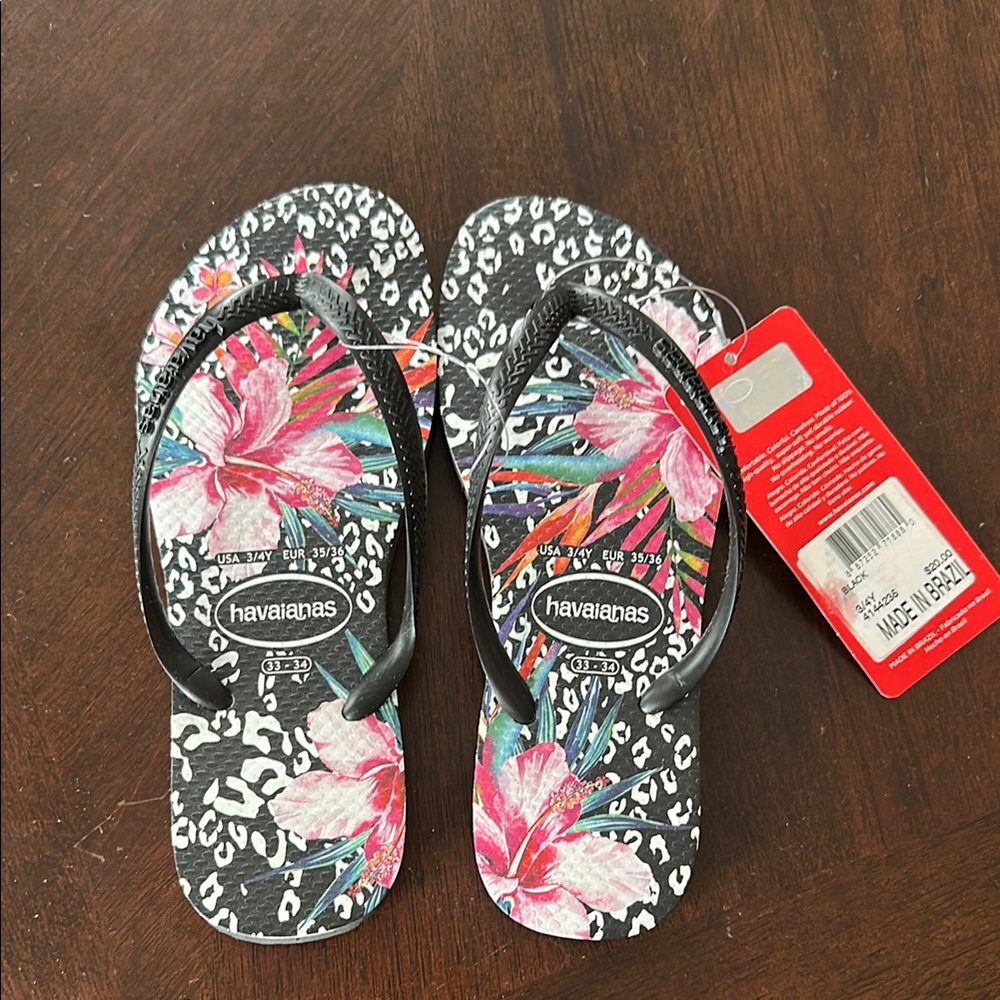 Havaianas Girls' Leopard & Floral Print Flip-Flops - Picture 2 of 7
